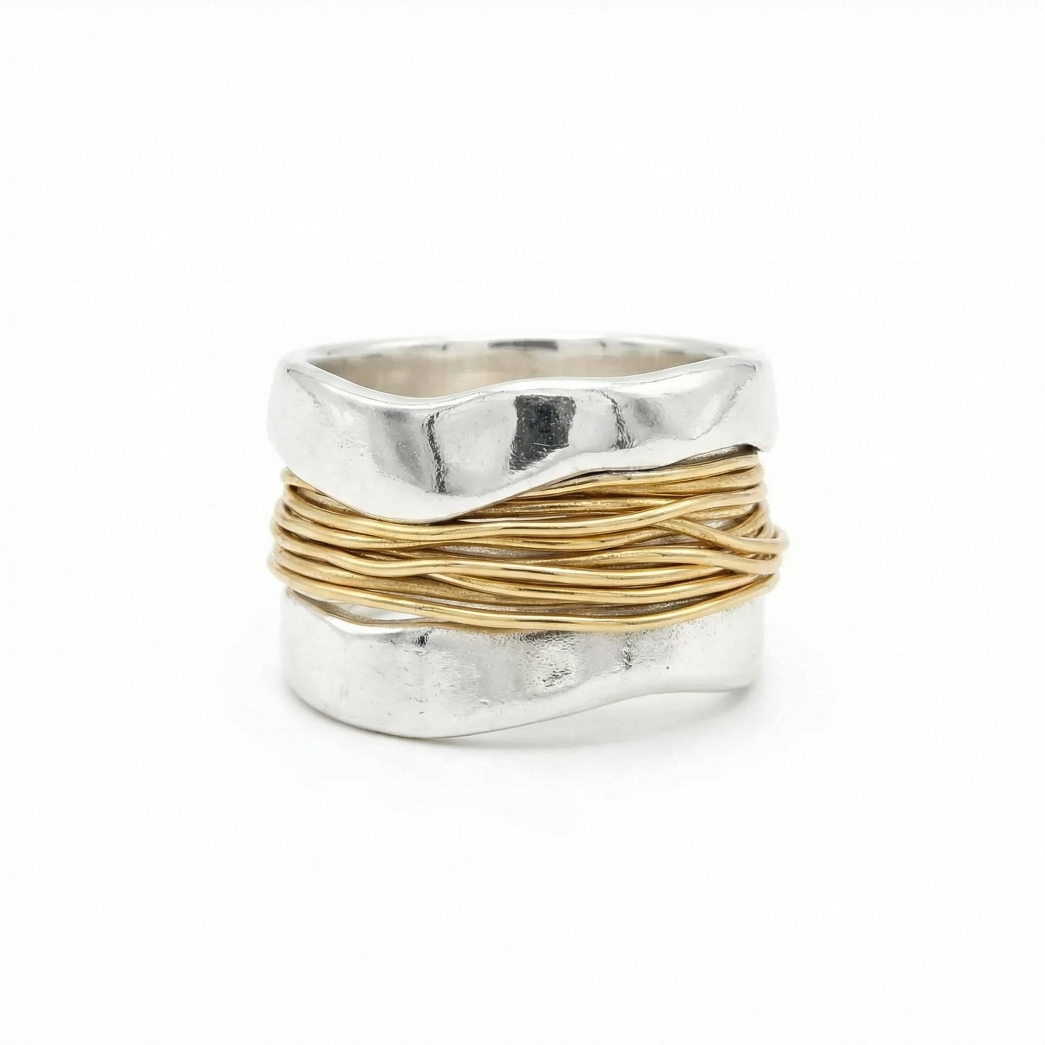 Silver-Golden Threads Ring