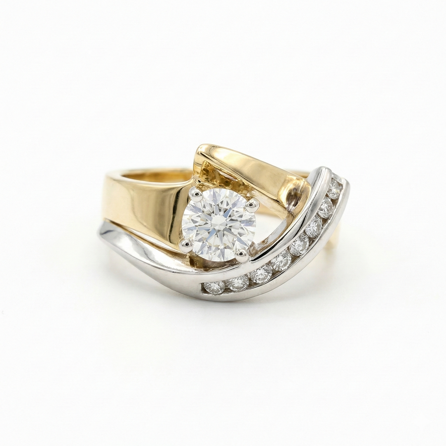 Vintage Irregular Ring with Diamonds