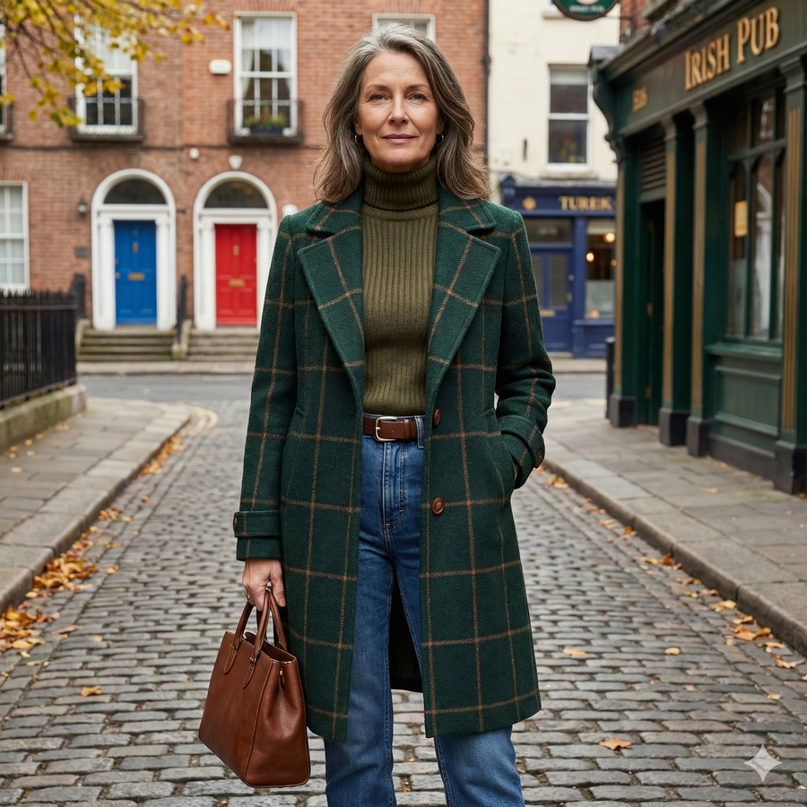 Valeria | Elegant Checked Wool Coat