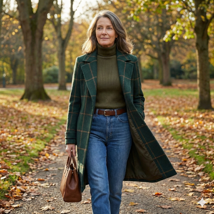 Valeria | Elegant Checked Wool Coat