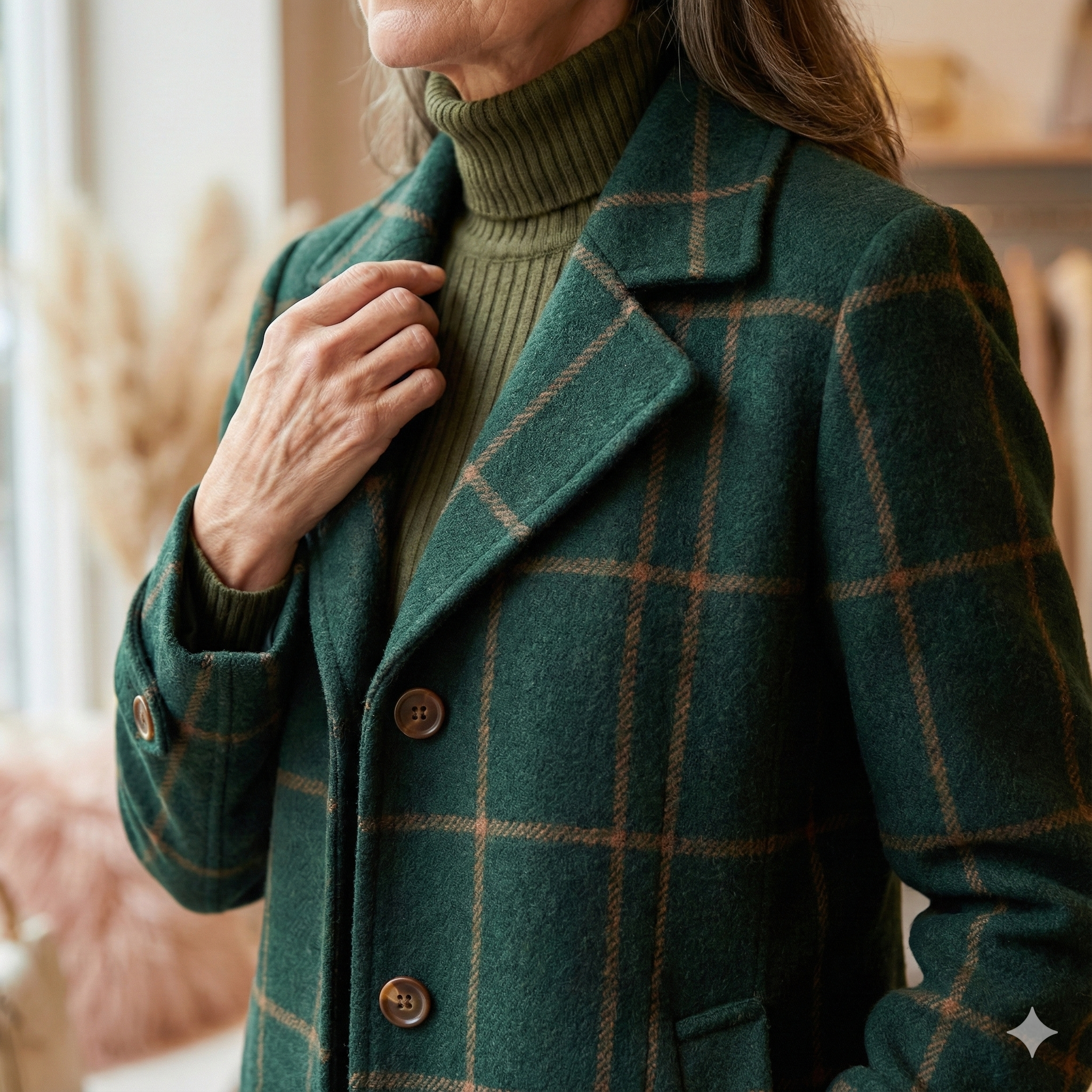 Valeria | Elegant Checked Wool Coat