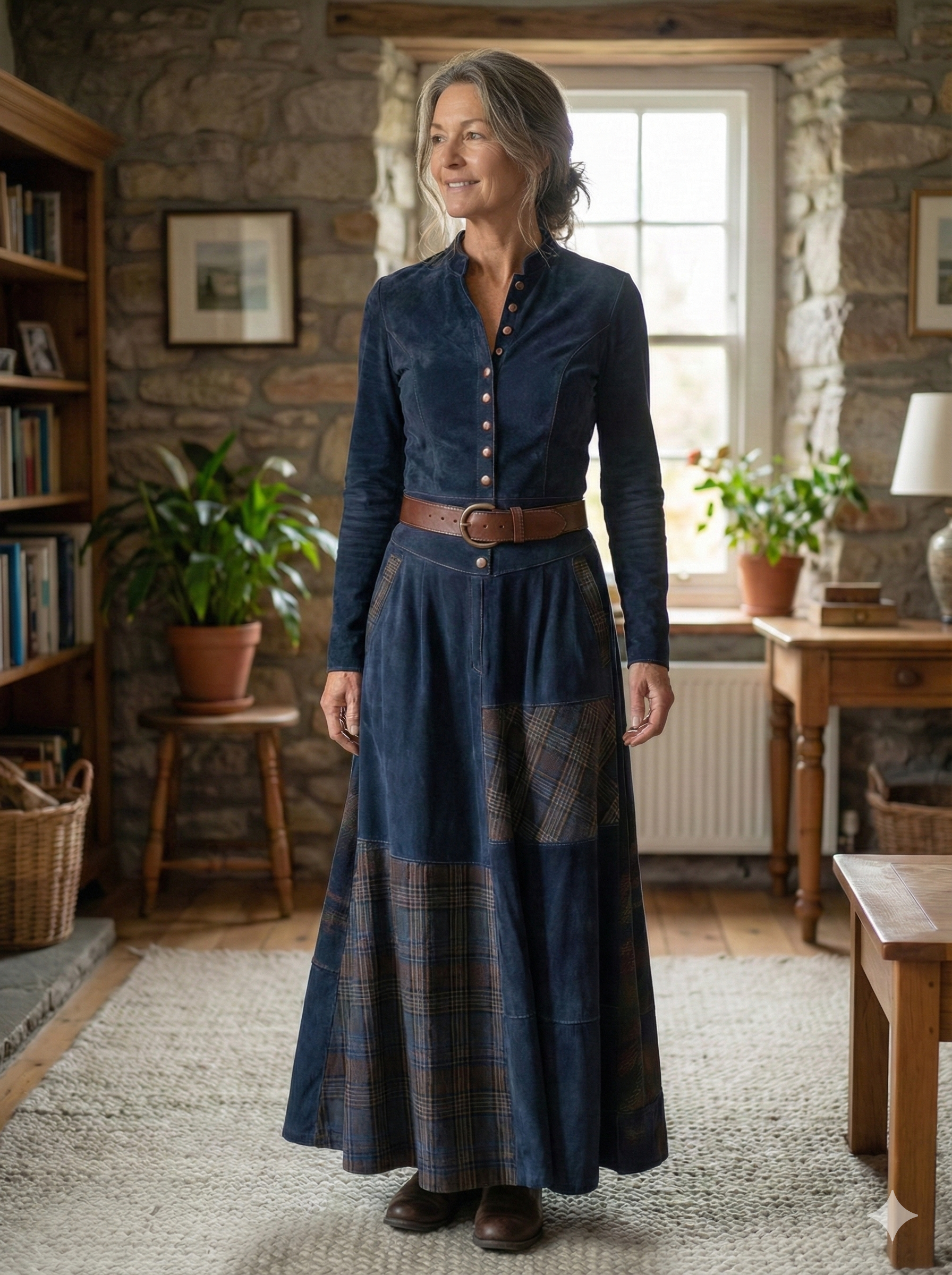 Elisa | Maxi Suede Dress with Belt