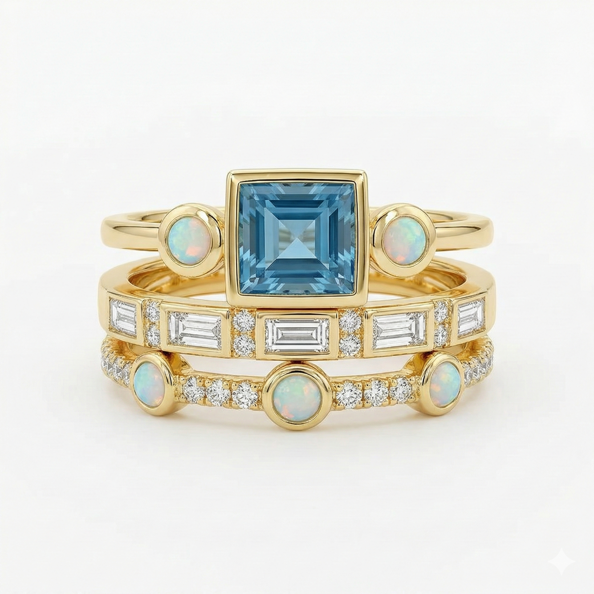 Ocean - Vintage Crystal Ring Set