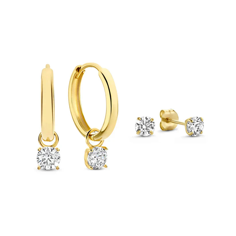 Moon Tears Stone Earrings Set | White Gold