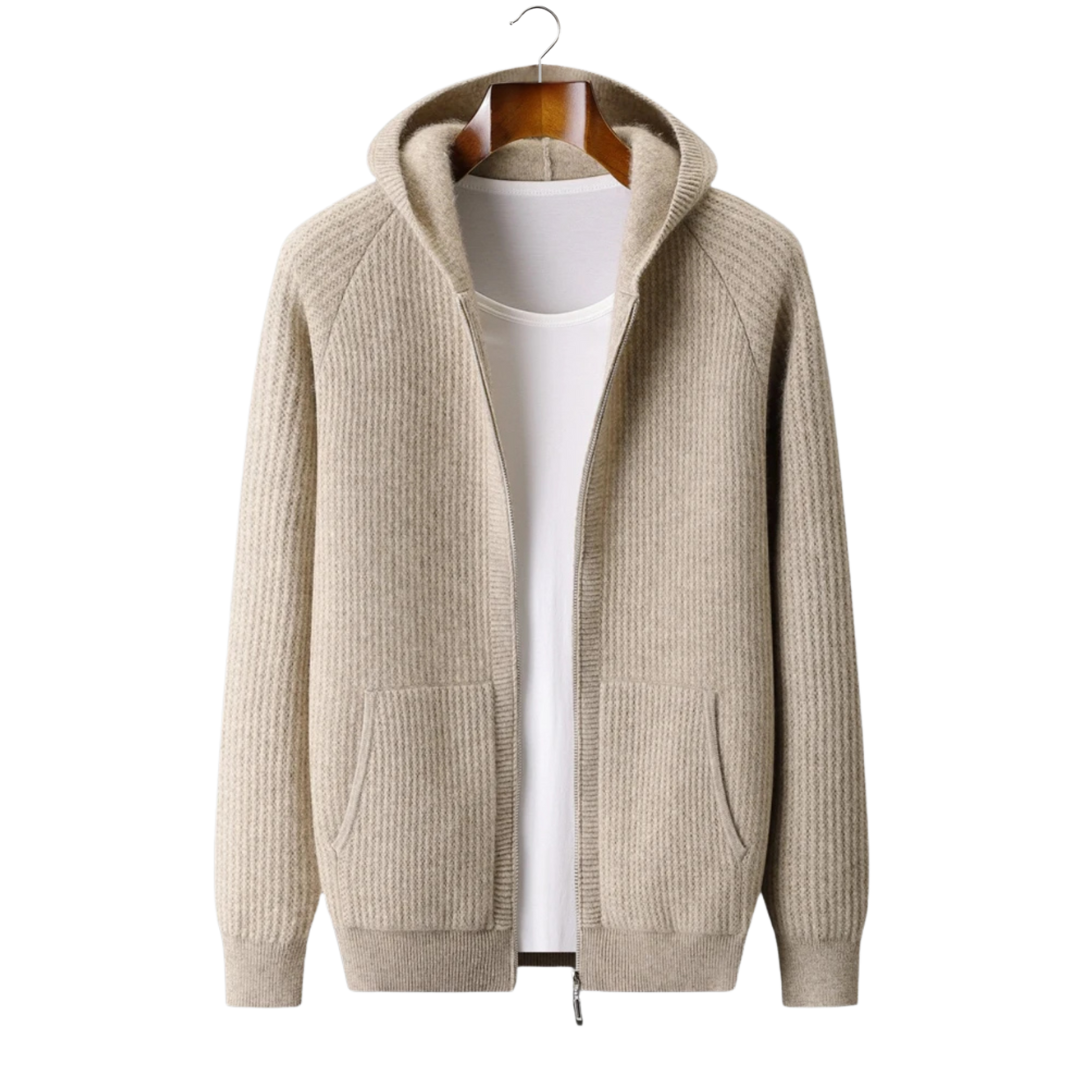 RIBBED ZIPPER HOODIE
