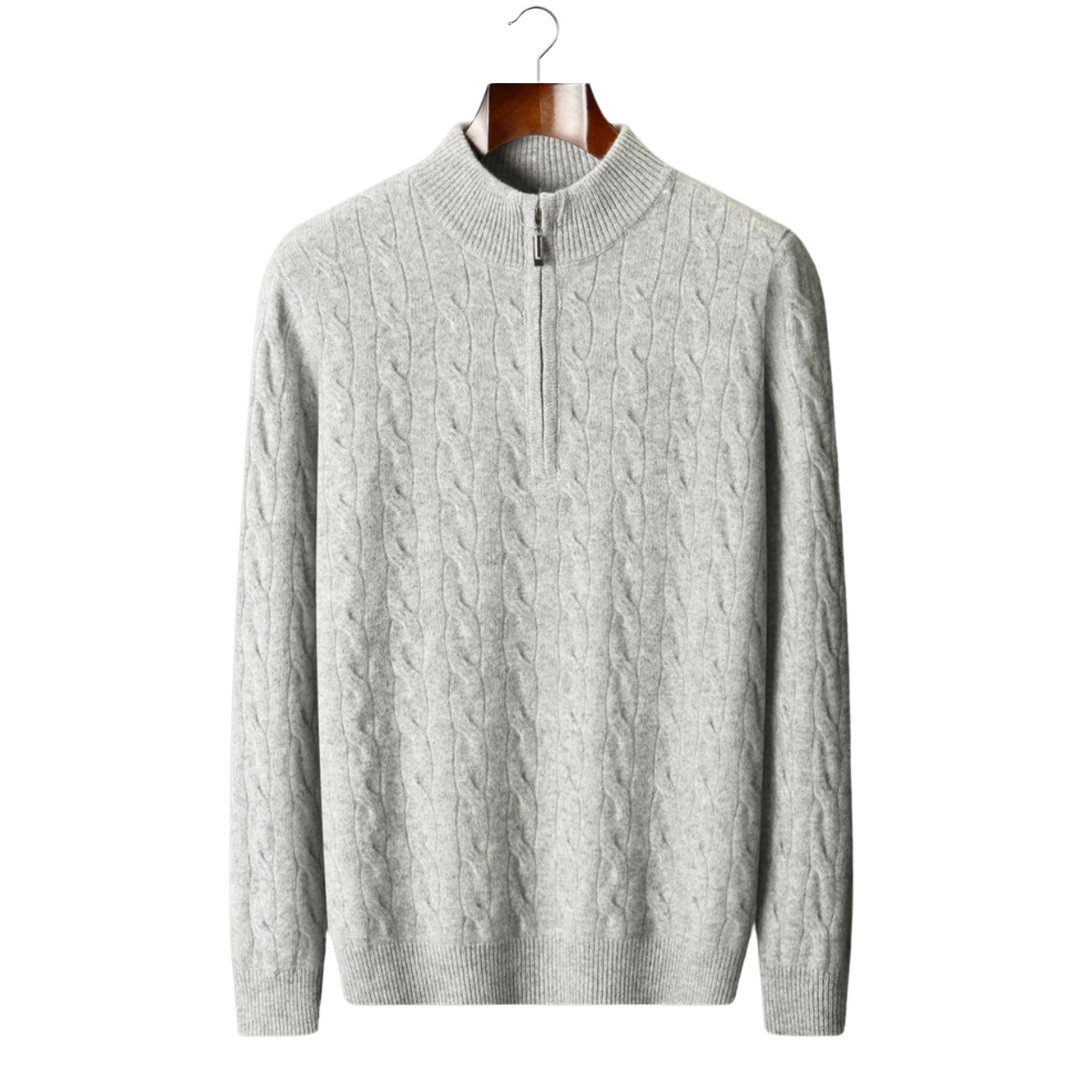 WOOL CABLE HALF ZIP