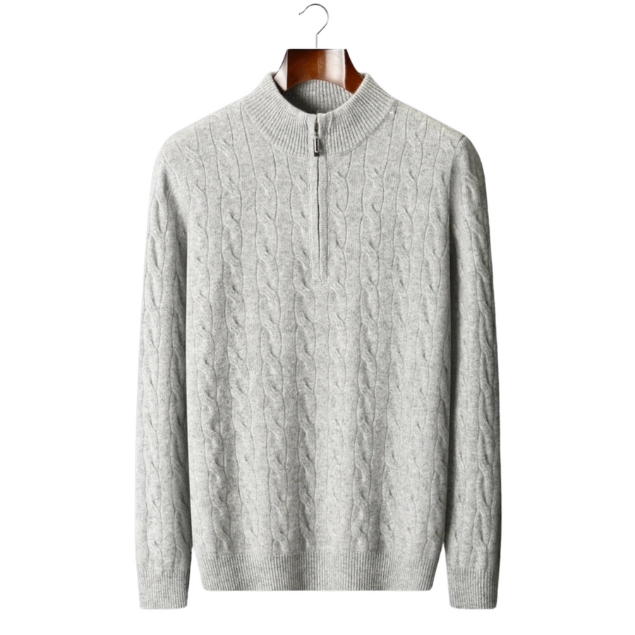 WOOL CABLE HALF ZIP