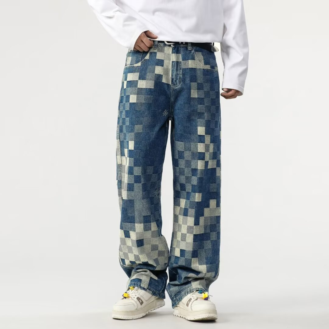 Pixel Effect Denim Jeans for Men