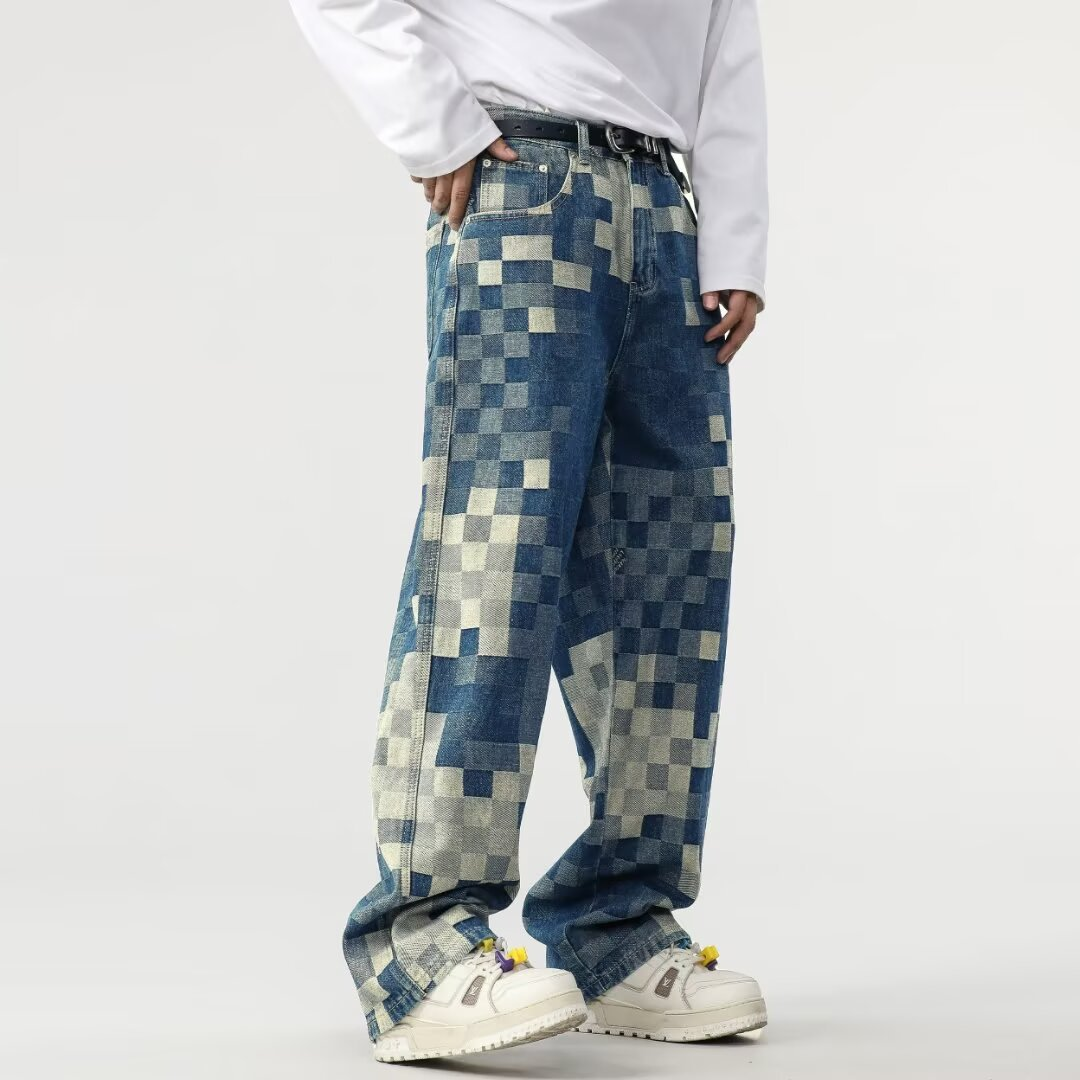 Pixel Effect Denim Jeans for Men