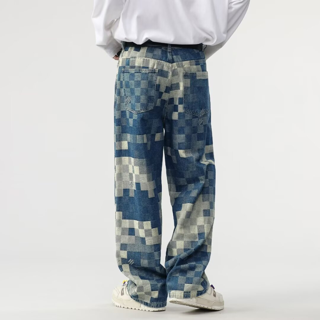 Pixel Effect Denim Jeans for Men