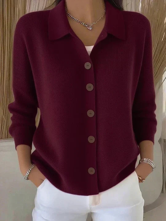 Josephine™ | Cardigan con colletto e bottoni frontali
