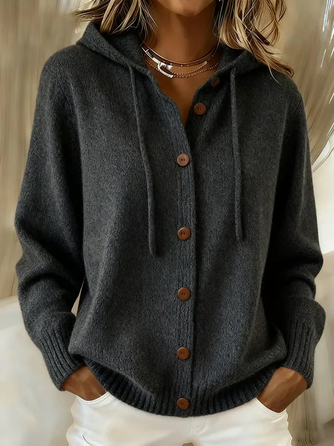 Brenda™ | Gilet morbido con bottoni e cappuccio