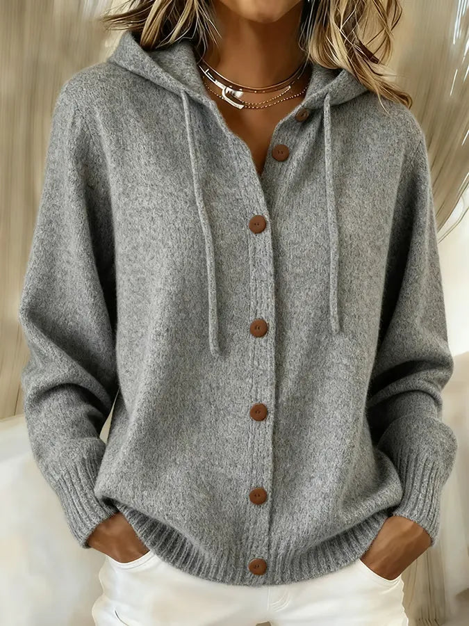 Brenda™ | Gilet morbido con bottoni e cappuccio