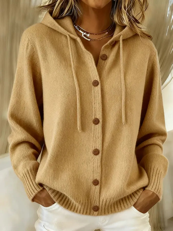 Brenda™ | Gilet morbido con bottoni e cappuccio