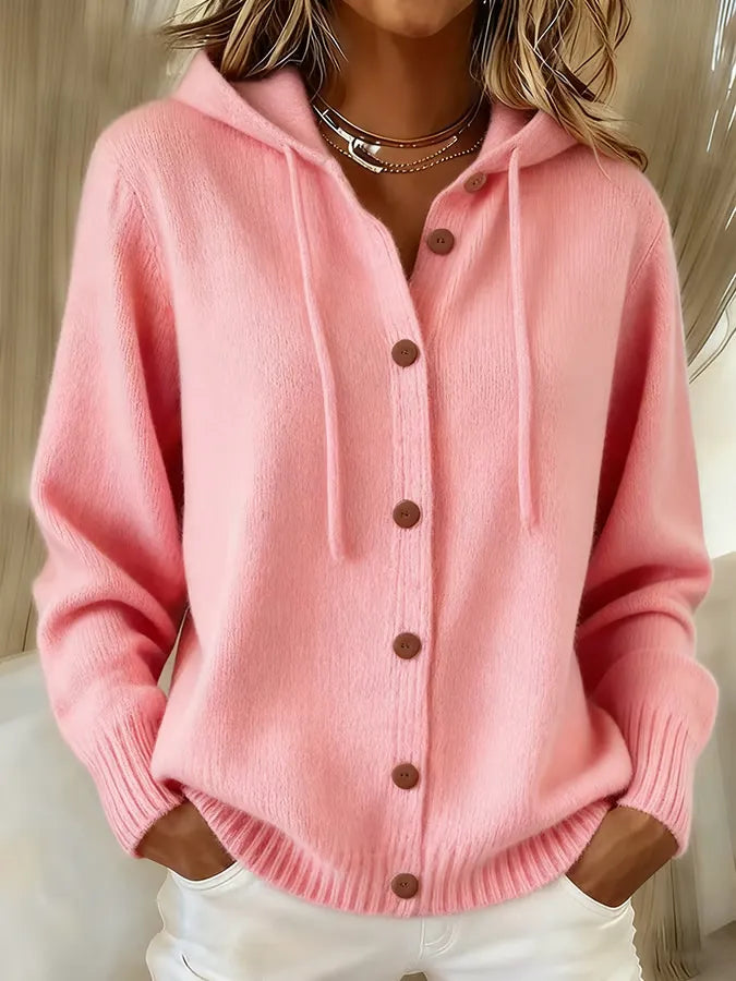 Brenda™ | Gilet morbido con bottoni e cappuccio