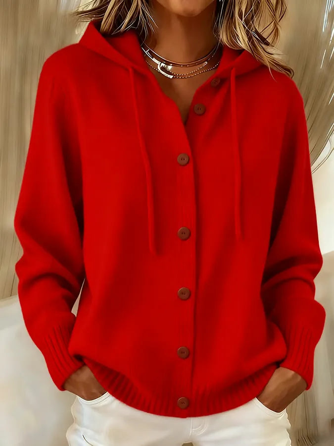Brenda™ | Gilet morbido con bottoni e cappuccio