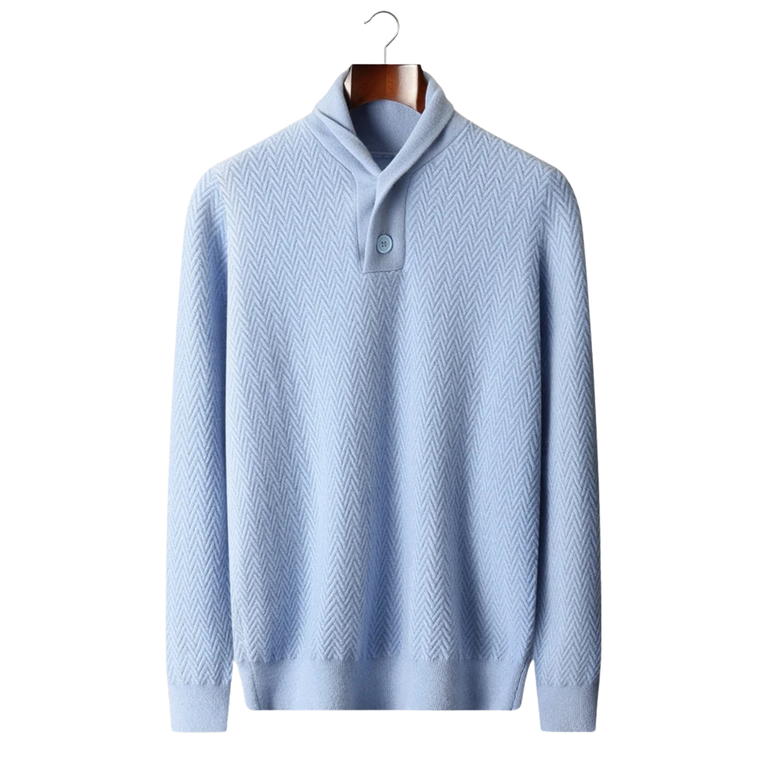 100% CASHMERE ZIGZAG BUTTON SWEATER