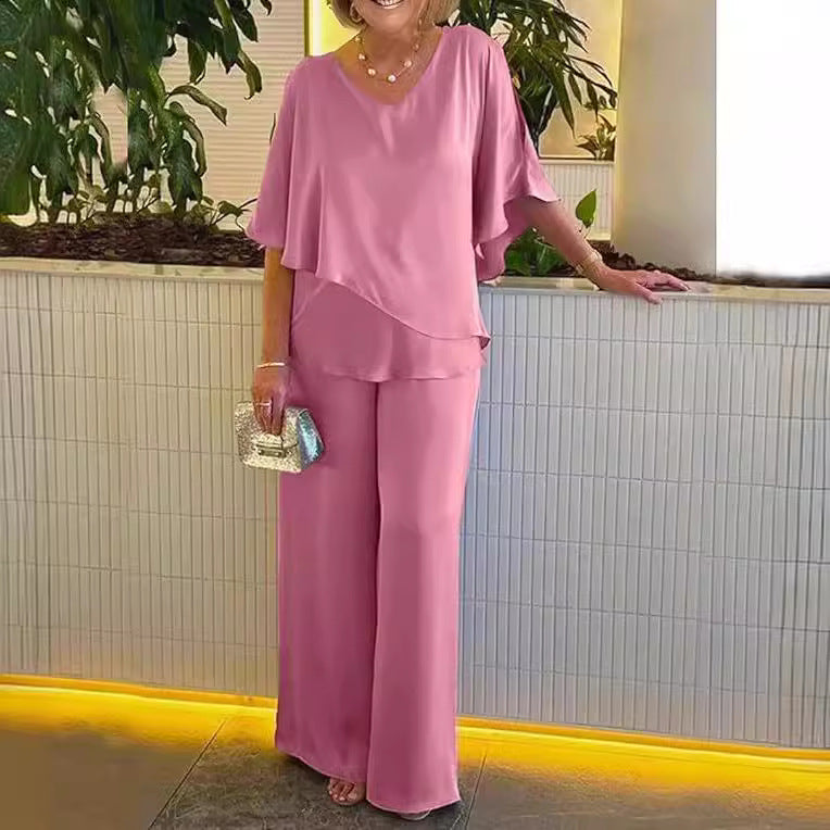 Martha | Elegant Wide Leg Two Piece Set .