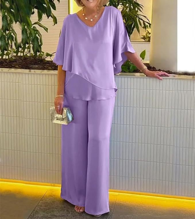 Martha | Elegant Wide Leg Two Piece Set .