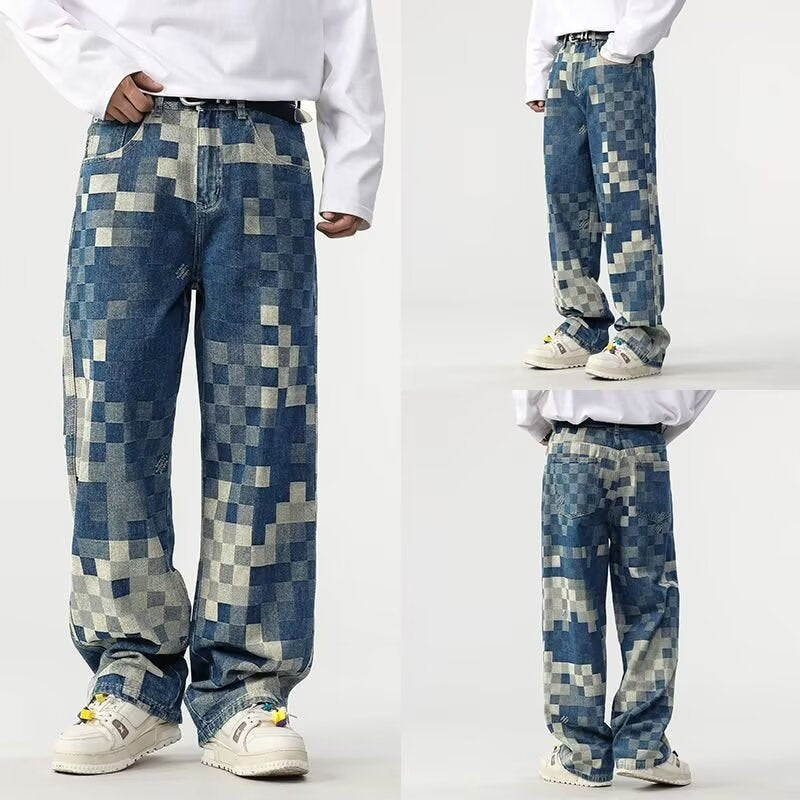 Pixel Effect Denim Jeans for Men