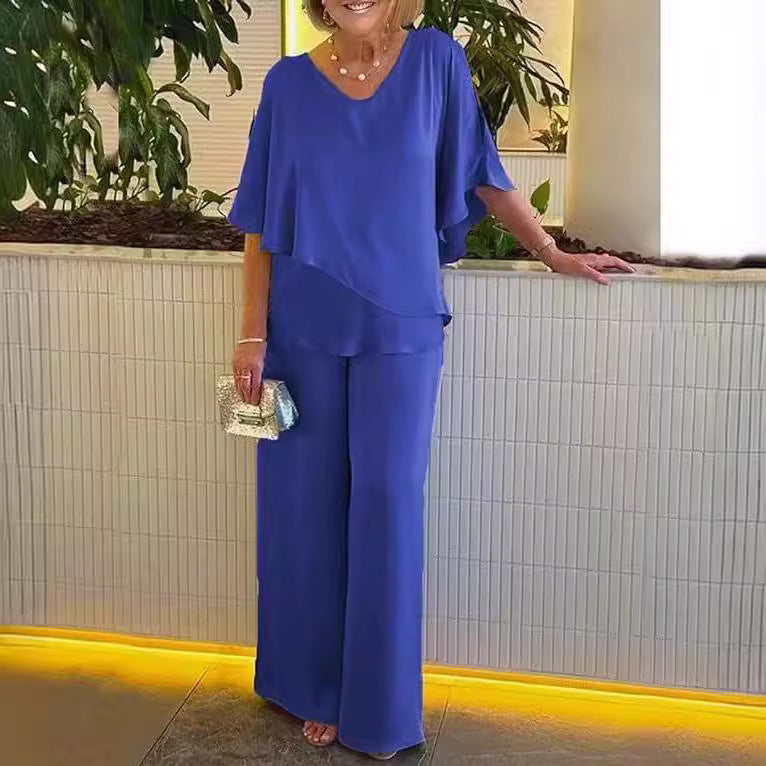 Martha | Elegant Wide Leg Two Piece Set .