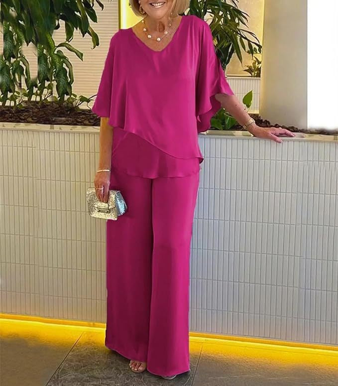Martha | Elegant Wide Leg Two Piece Set .