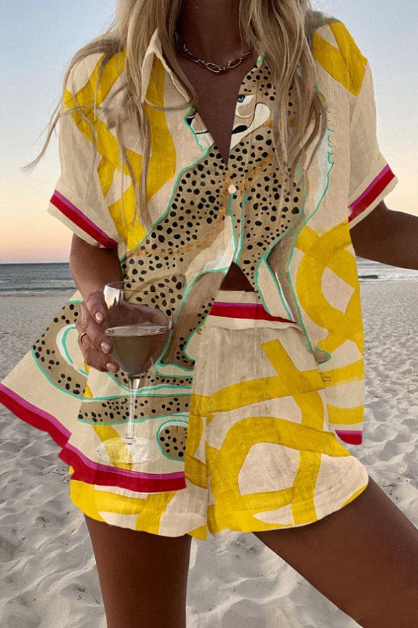 Tessa | Printed Two Piece Shorts Set Short Sleeve Summer Outfit