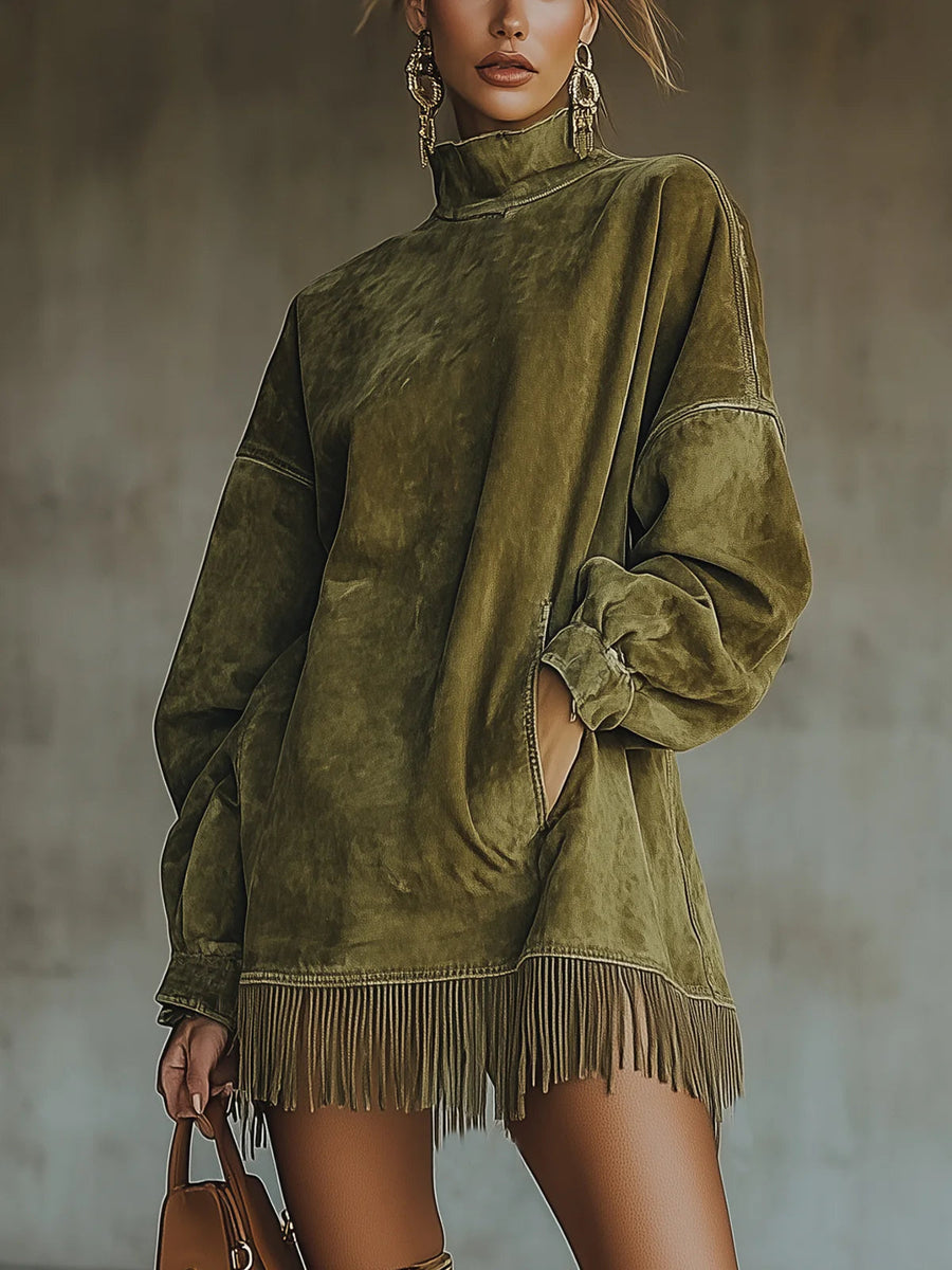 Sheri | Abito con Frange in Faux Suede