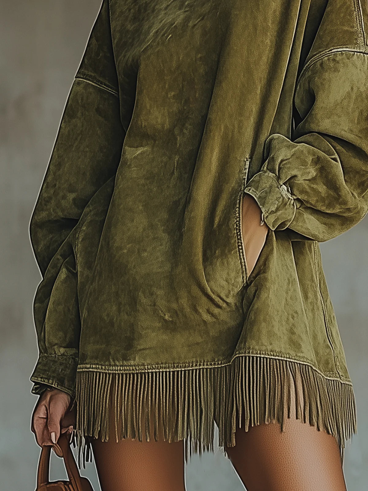 Sheri | Abito con Frange in Faux Suede