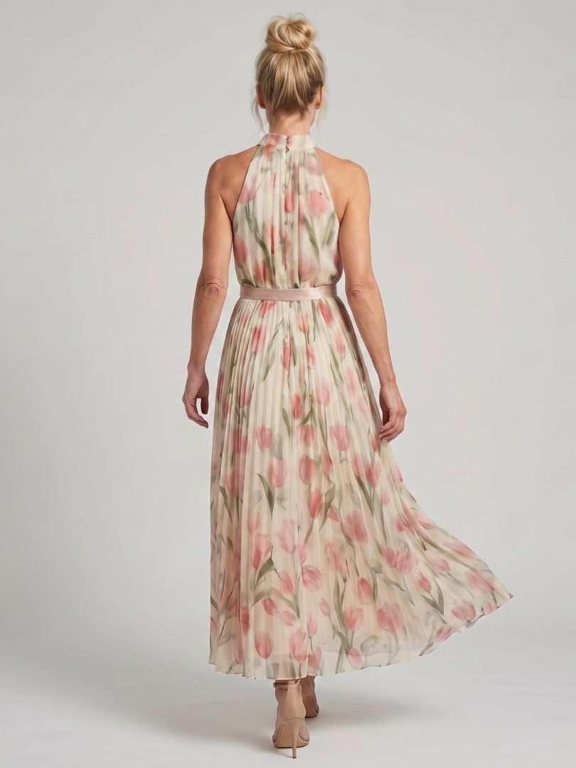 Aurelle | Abito Midi Floreale con Collo All'Americana