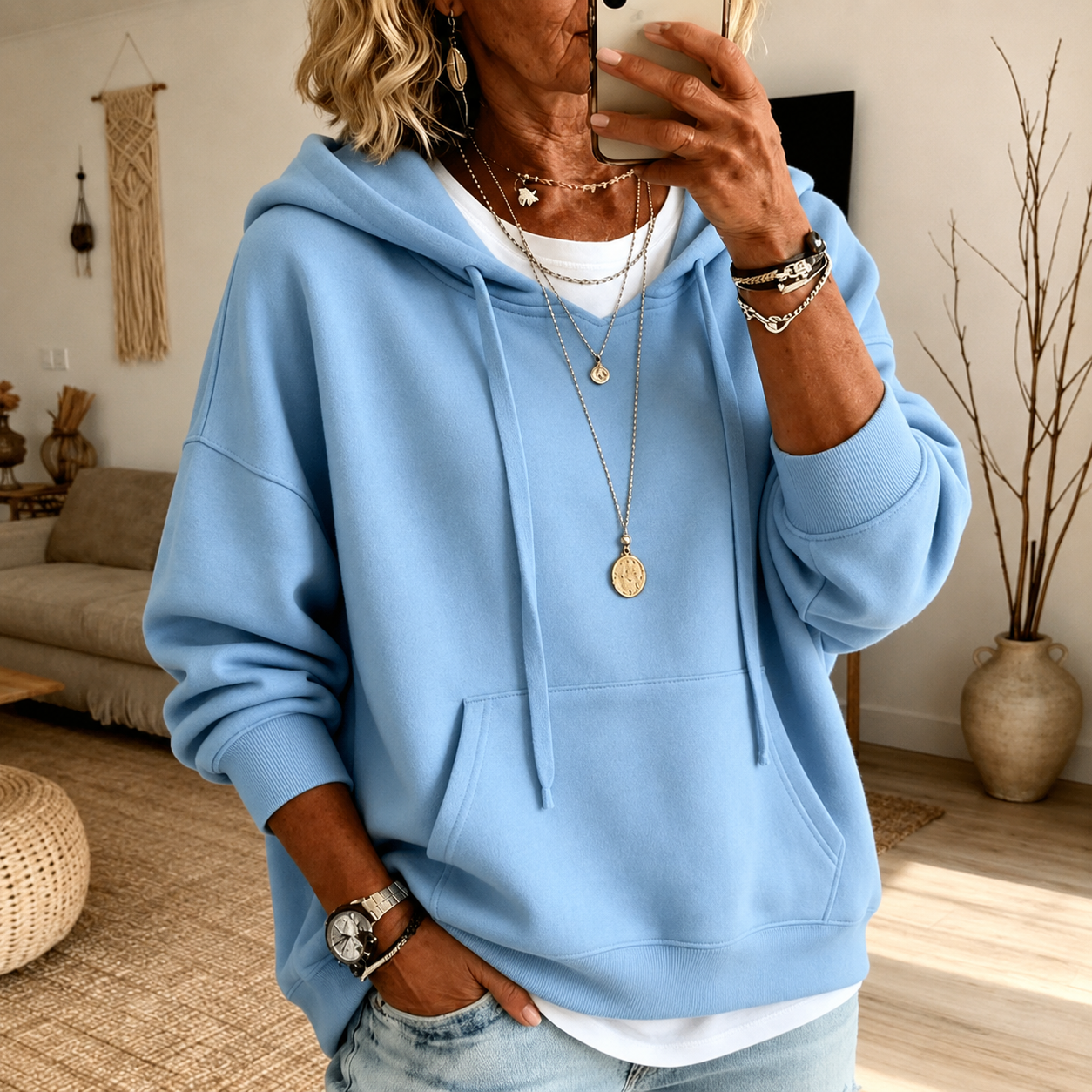 Felpa Oversize Con Cappuccio Confortevole