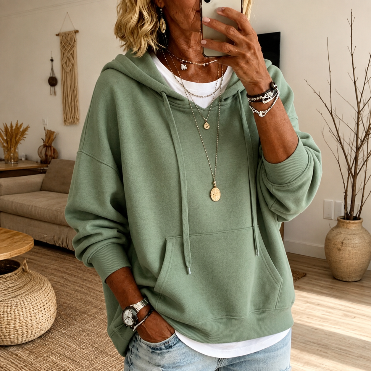 Felpa Oversize Con Cappuccio Confortevole