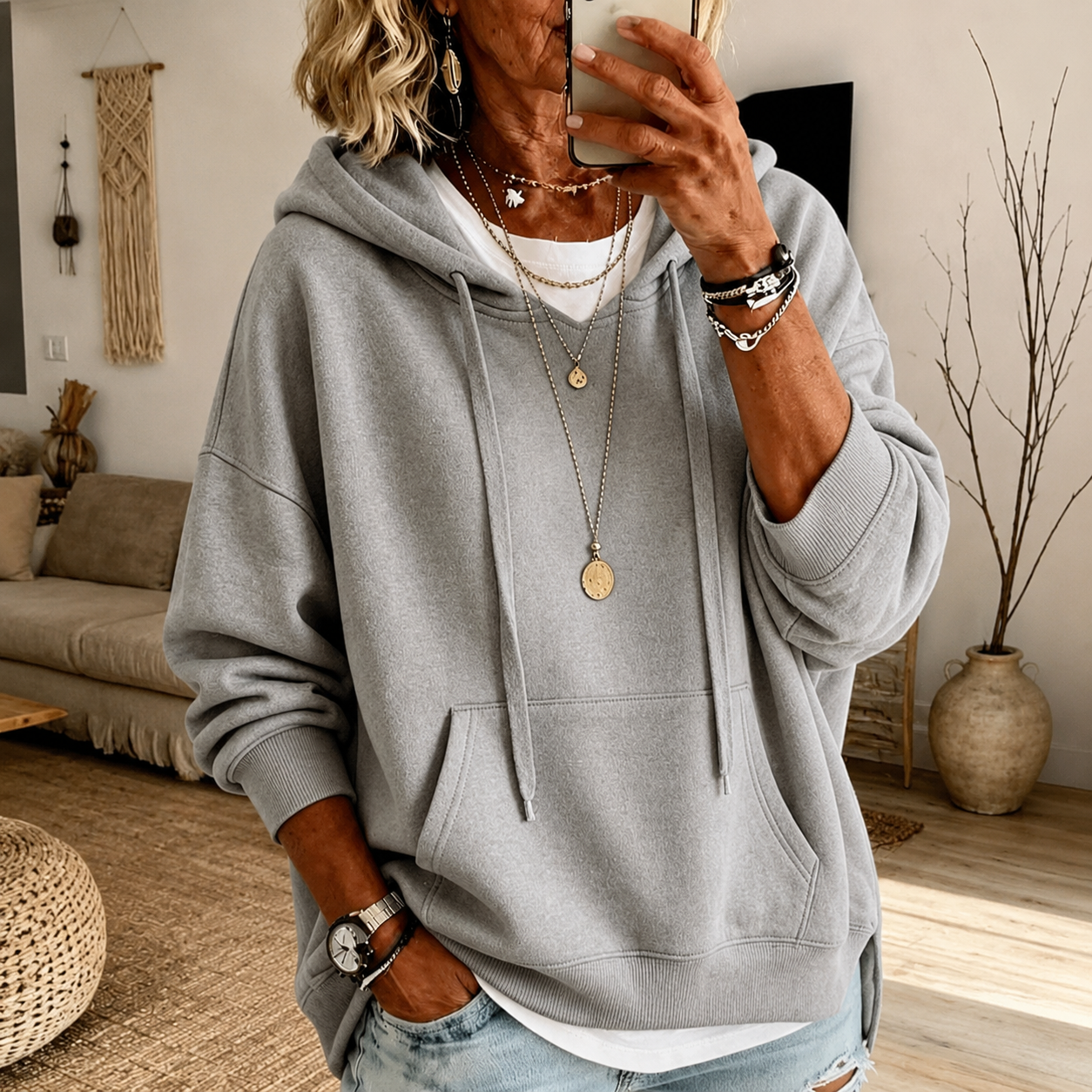 Felpa Oversize Con Cappuccio Confortevole