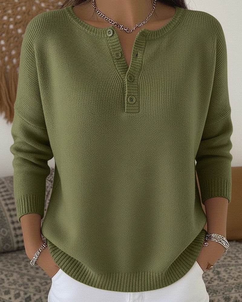 Helena™ | Maglione a maglia con bottoni Henley