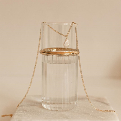 KOS Pearl-Embellished Gold Paperclip Necklace