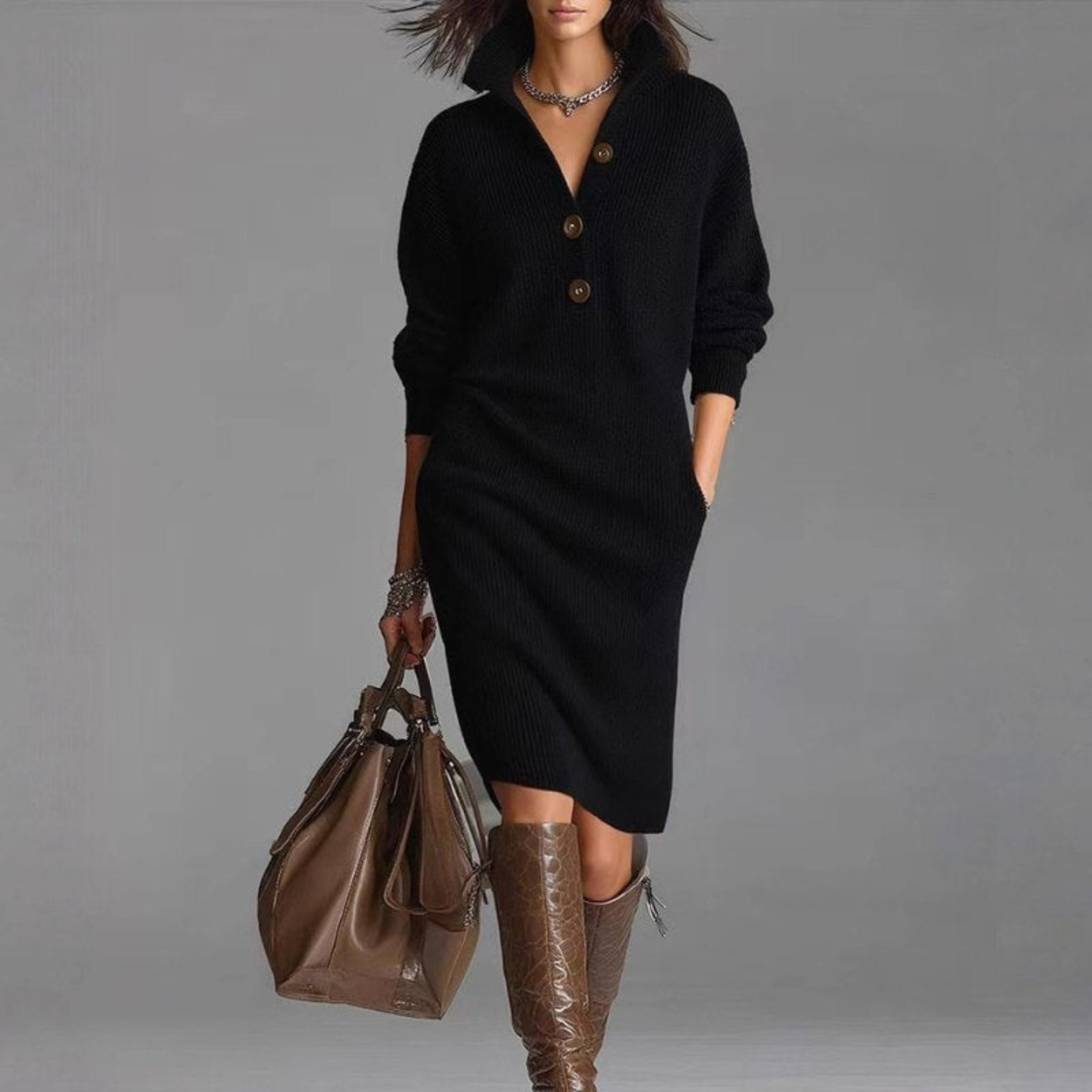 Maribelle™ | Soft Knitted Button Dress
