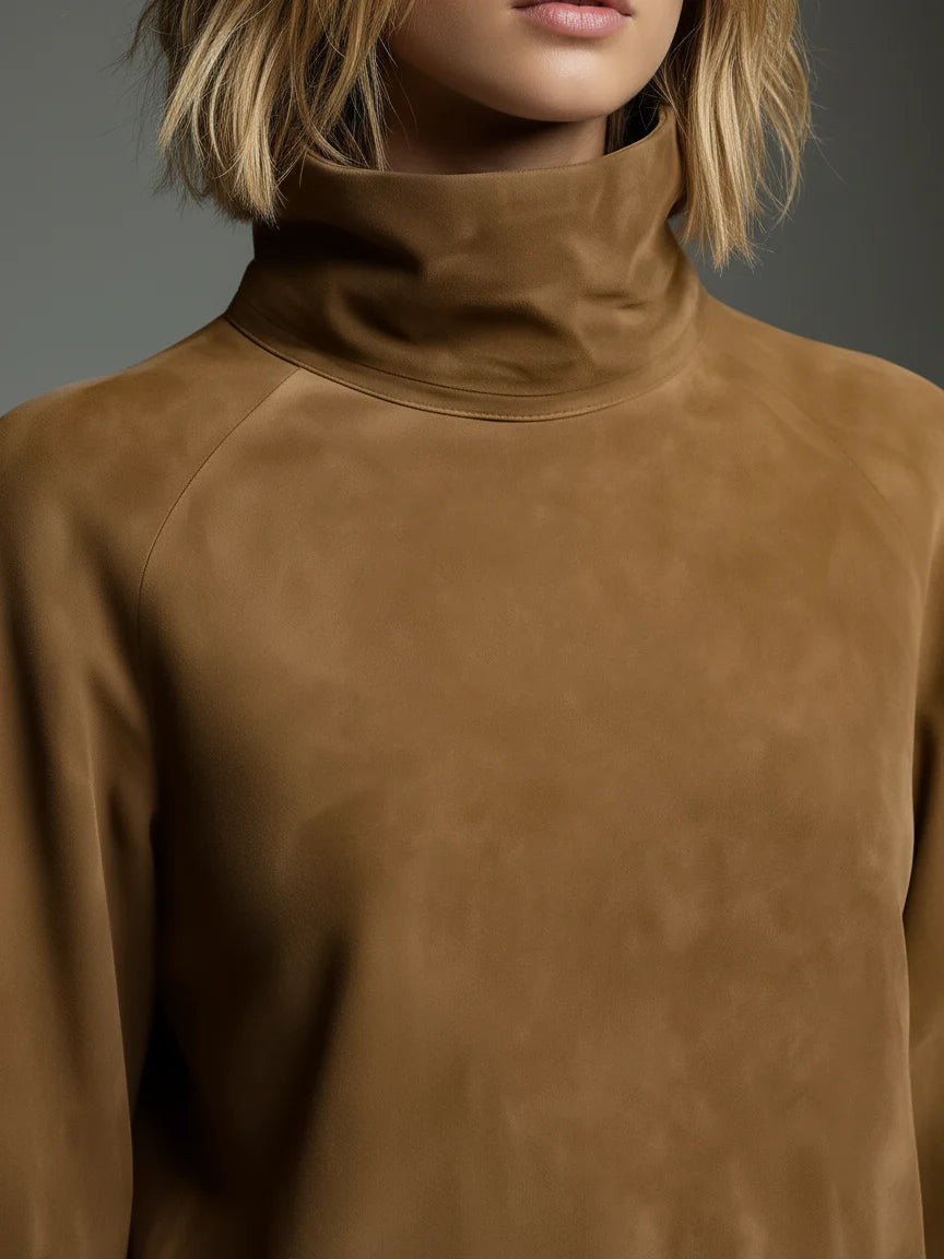 Buy | Oversized Suede Mini Dress with High Neck