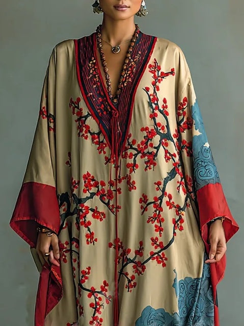 Lara | Elegant Floral Batwing Sleeve Summer Maxi Dress