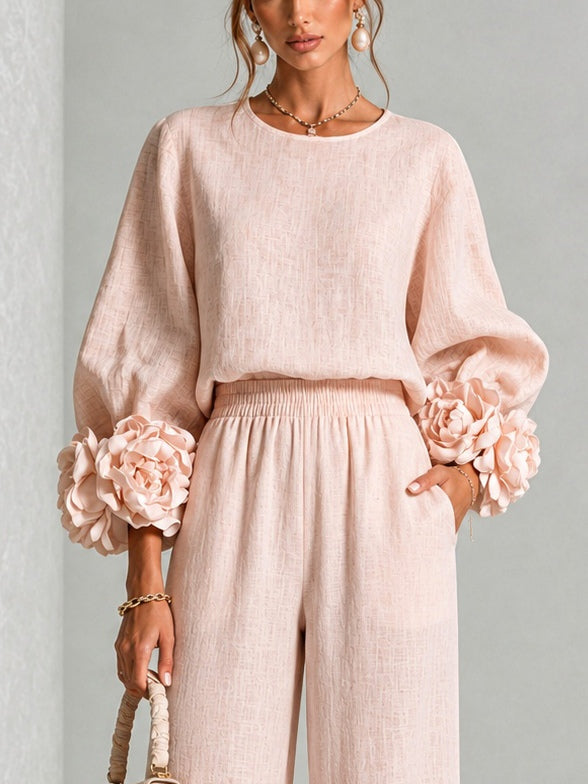 Rosalie - Set a Due pezzi con polsini floreali