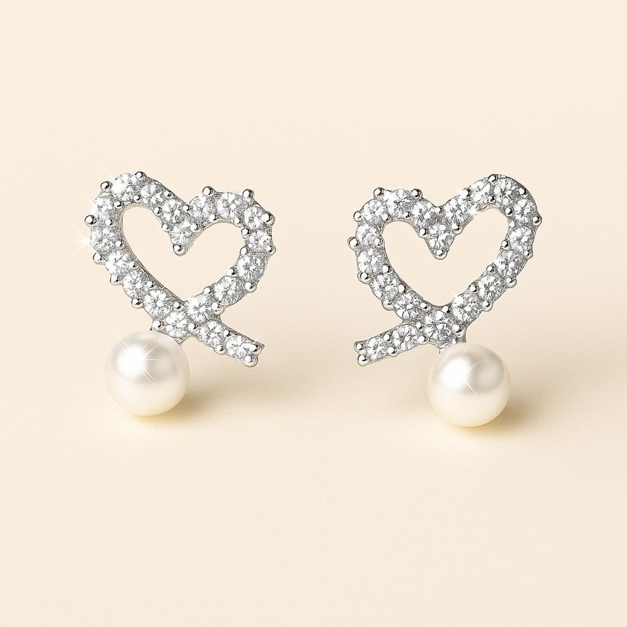 PAREL Zircon-Studded Heart Earrings