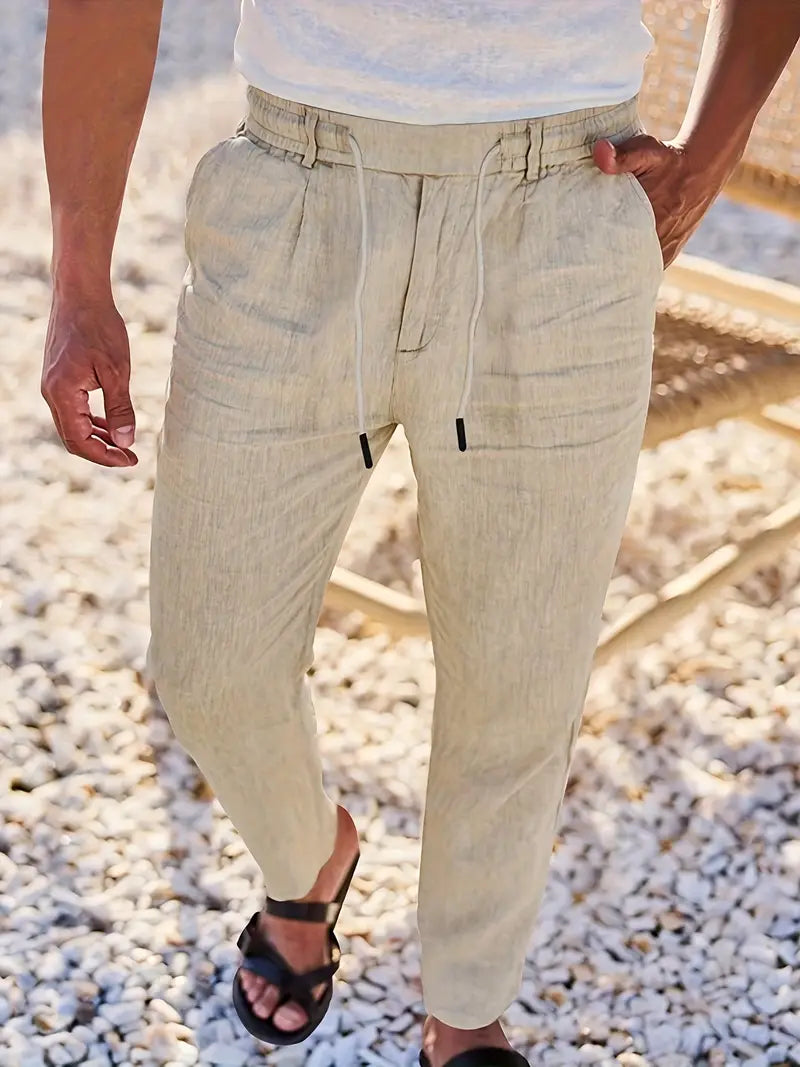 NICHOLS | WIDE LINEN PANTS WITH CORD