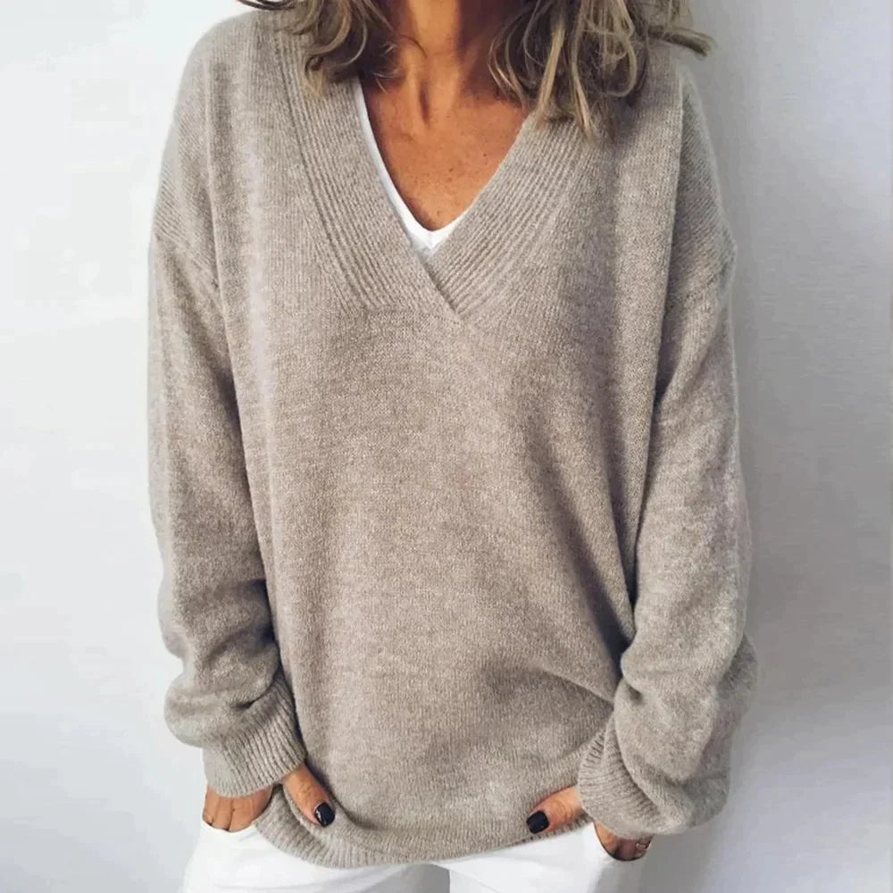 Anwen | Maglione in Maglia con Collo a V Relaxed per Donne