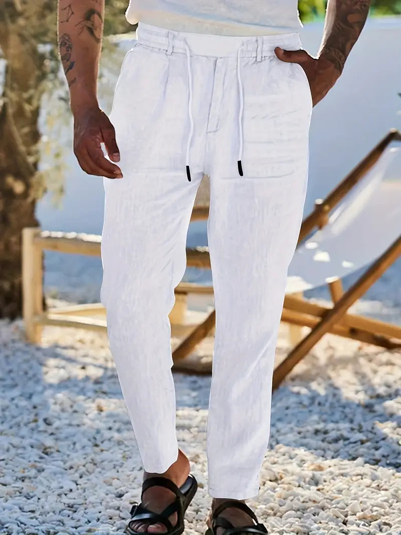 NICHOLS | WIDE LINEN PANTS WITH CORD