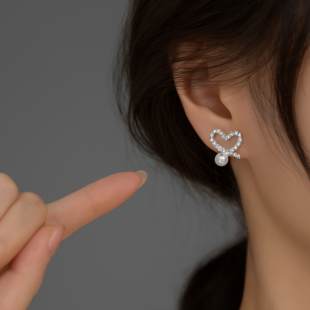 PAREL Zircon-Studded Heart Earrings