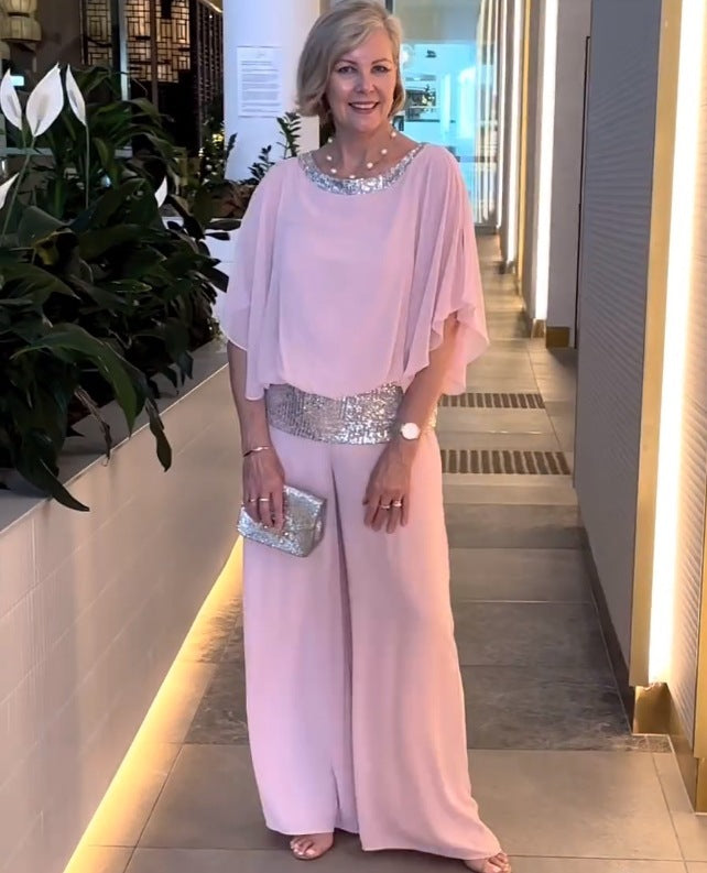 Mireya | Elegant Wide Leg Two Piece Evening Pant Set