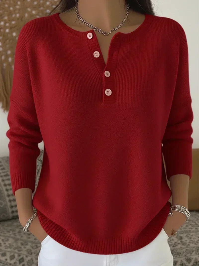 Helena™ | Maglione a maglia con bottoni Henley