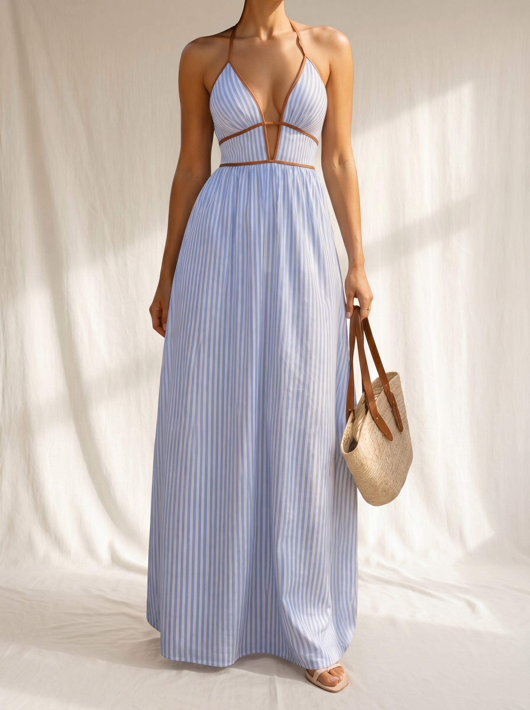 Laurina | Abito Lungo a Righe con Scollo cut-out