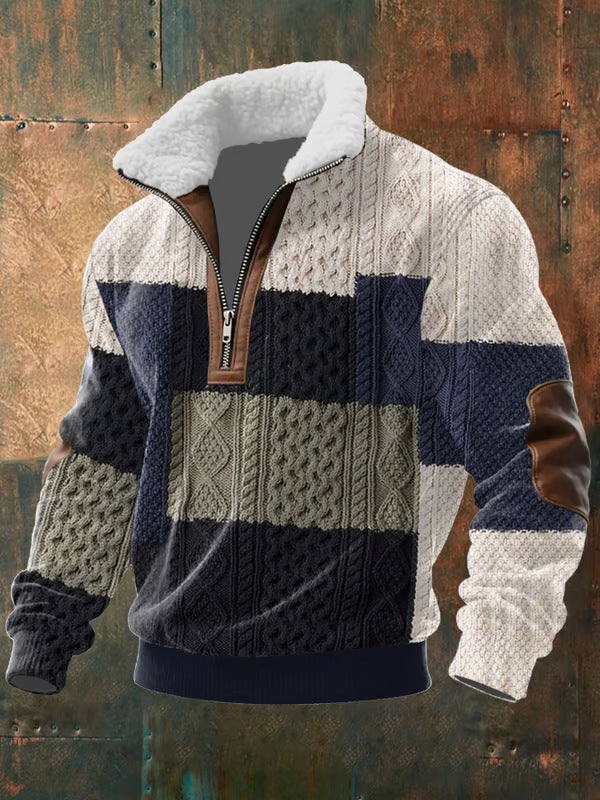 Bram - Zip-Up Sweater with a High Fur-Trimmed Collar