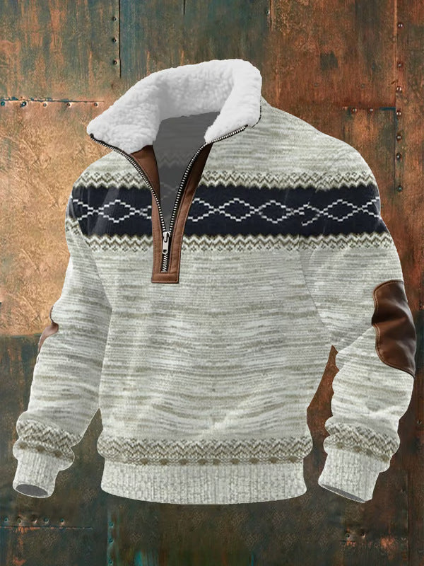 Bram - Zip-Up Sweater with a High Fur-Trimmed Collar
