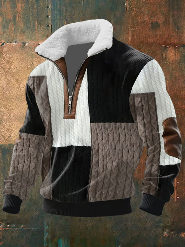 Bram - Zip-Up Sweater with a High Fur-Trimmed Collar